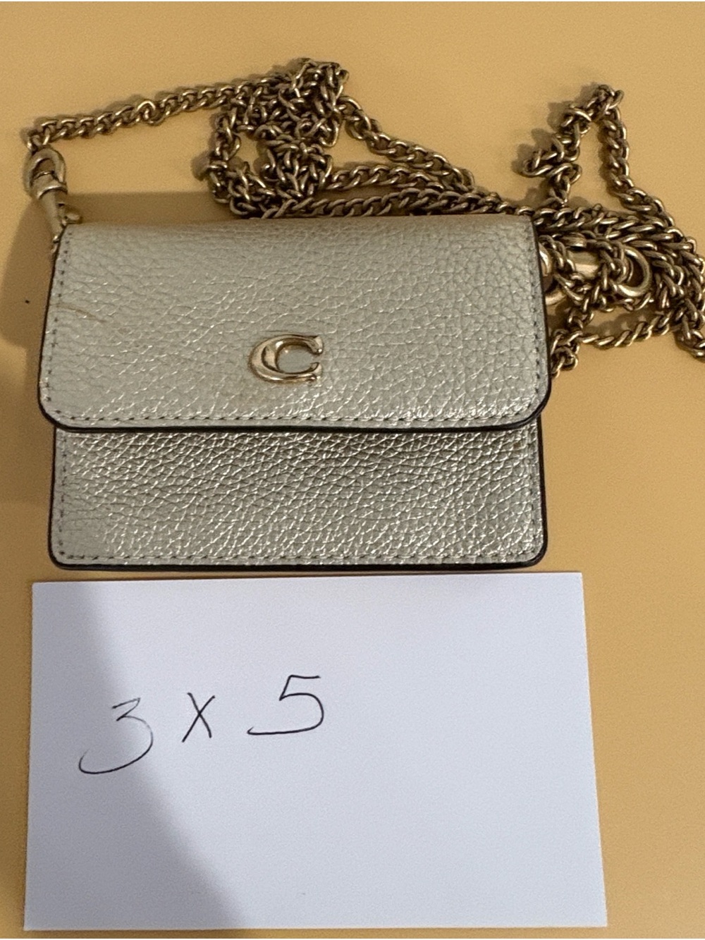 Coach Metallic Gold Pebbled Leather Card Holder - Picture 2 of 3